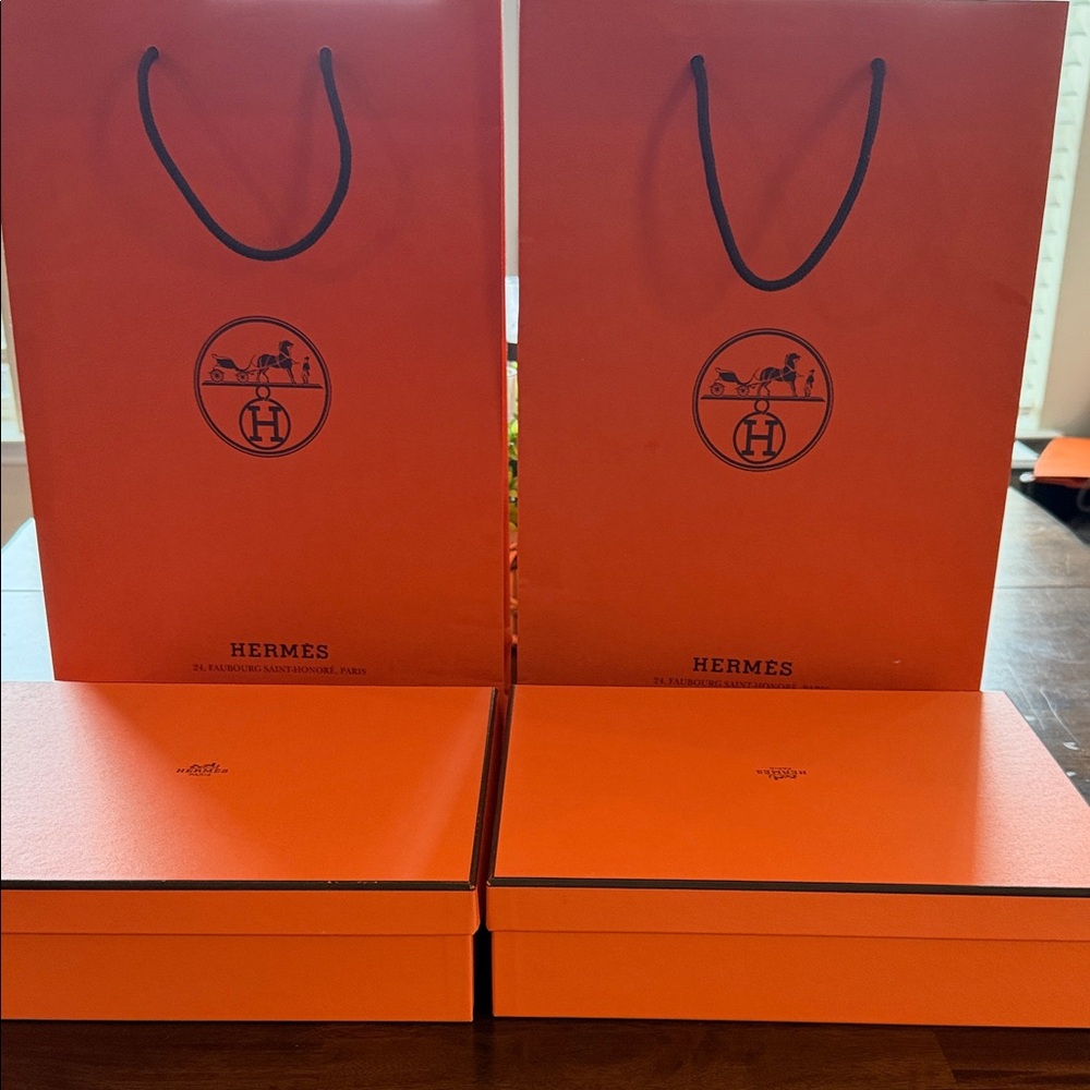 Hermes Bright Orange Shopping Bags and Boxes